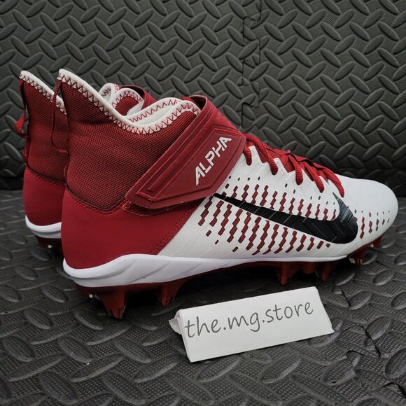 Nike Alpha Menace Pro 2 Mid Football Cleats White/Red BV3945-106 Men's 12.5 NWOB - Picture 3 of 6